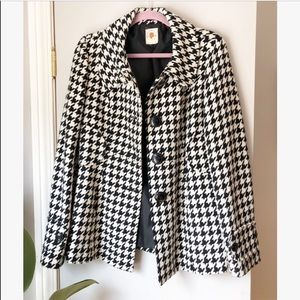 Anthropologie TULLE black & white houndstooth coat